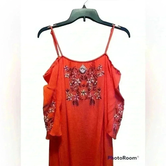 Rebellion Orange Dress with Embroidery Front - Picture 3 of 10